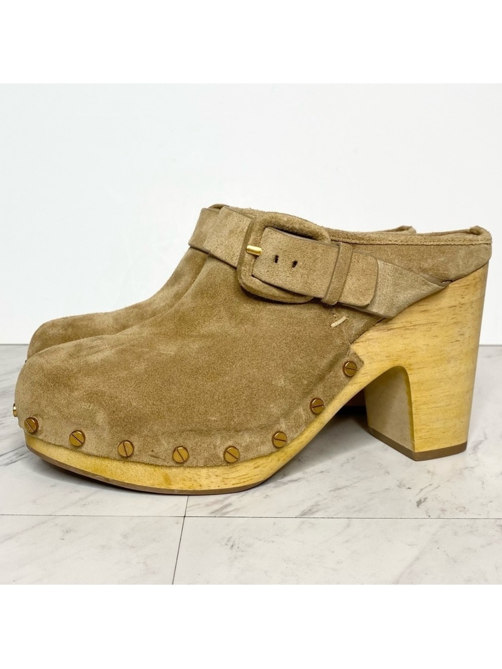 Veronica Beard Dacey Tan Suede Clog 9M